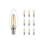 Multipack 10x Noxion Lucent LED E14 Vela con Filamento Clara 2.5W 250lm - 827 Luz muy Cálida | Reemplazo 25W