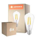 Multipack 6x Ledvance con Filamento LED E27 Pera Clara 3.8W 806lm - 830 Luz Cálida | Reemplazo 60W
