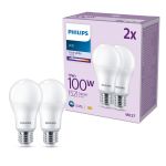 Multipack 2x Philips Bulbo LED E27 Pera Mate 13W 1521lm - 840 Blanco Frio