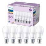 Multipack 6x Philips Bulbo LED E27 Pera Mate 13W 1521lm - 827 Luz Muy Cálida