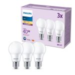 Multipack 3x Philips Bulbo LED E27 Pera Mate 5W 470lm - 827 Luz Muy Cálida