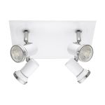 Eglo Luz de techo Tamara 1 Acero Blanco Cromo 4x2.8W 4x250lm - 830 Luz Cálida | IP44 - Incl. 4x GU10
