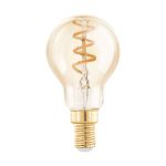 Eglo LED Esférica E14 Con Filamento Ámbar 4W 145lm - 820 Luz Muy Cálida | Regulable - Reemplazo 15W