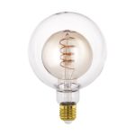 Eglo LED Globe E27 Con Filamento Ámbar 4W 200lm - 820 Luz Muy Cálida | Regulable - Reemplazo 25W