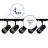 Bright Choice Set completo 1-Fase Rail L 1 x 1 Metro Negro | incl. 5x Foco + GU10 2700K 3W Regulable + Tapa Final, Conector de Alimentación y L -Conector