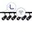 Bright Choice Set completo 1-Fase Rail L 1,5 x 1,5 Metro Negro | incl. 6x Foco + GU10 2700K 3W Regulable + Tapa Final, Conector de Alimentación y L -Conector
