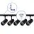 Bright Choice Set completo 1-Fase Rail L 1 x 1,5 Metro Negro | incl. 5x Foco + GU10 2700K 3W Regulable + Tapa Final, Conector de Alimentación y L -Conector