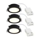 Multipack 3x Nordlux Downlight Olea Negro 4.4W 345lm 110D - 930 | 68mm - IP65 - Mejor Reproducción De Color
