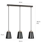 Emibig Colgante De Luz Bolero Acero Negro | Apta para 3x E27 - Max 15W