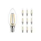 Multipack 10x Noxion Lucent LED E14 Vela con Filamento Clara 2.5W 250lm - 827 Luz muy Cálida | Reemplazo 25W