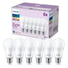 Multipack 6x Philips Bulbo LED E27 Pera Mate 13W 1521lm - 827 Luz Muy Cálida